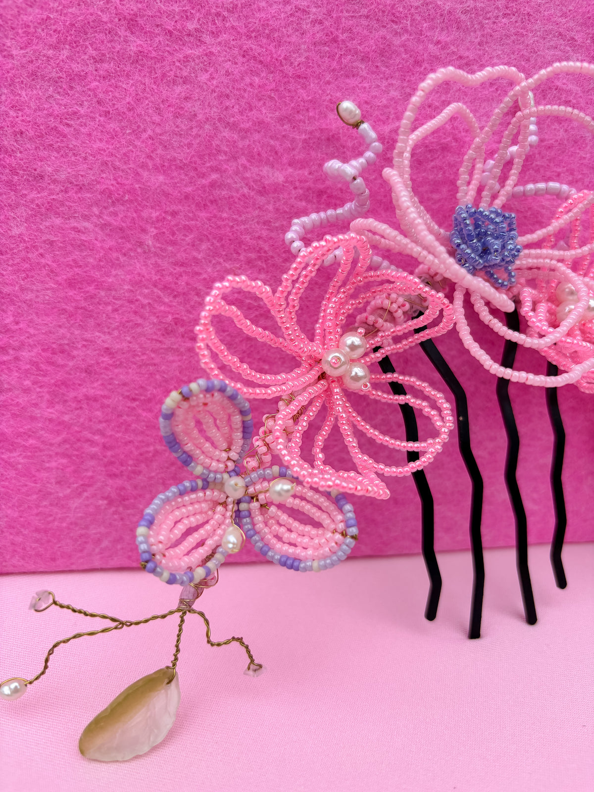 Pastel Beaded Bridal Hair Vine with Comb | Handmade Wedding Hair Accessory UK