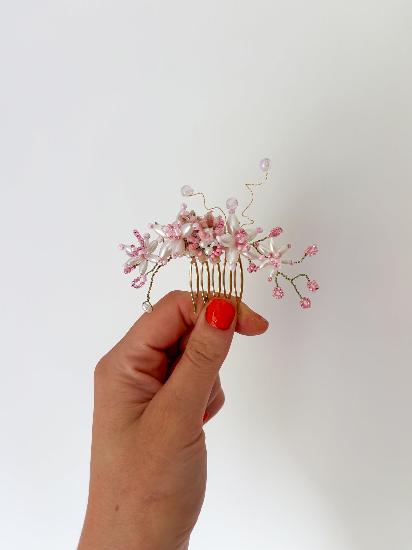 Blush Floral Wedding Hair Vine Comb