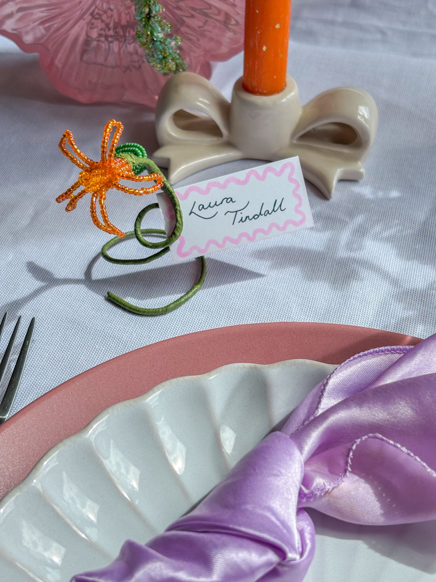 Handmade Beaded Floral Wedding Place Card Holders & Favours | Alchemy Bloom Studio