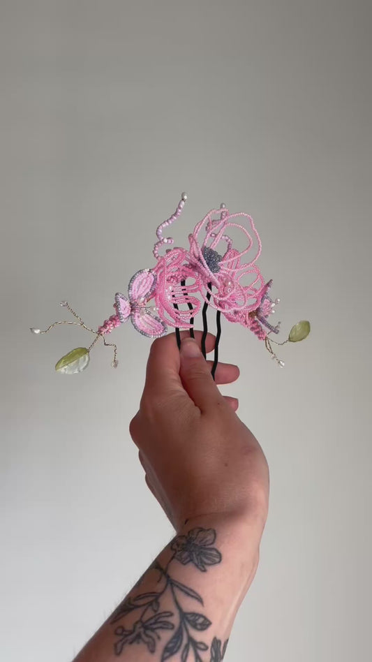 Pastel Beaded Bridal Hair Vine with Comb | Handmade Wedding Hair Accessory UK